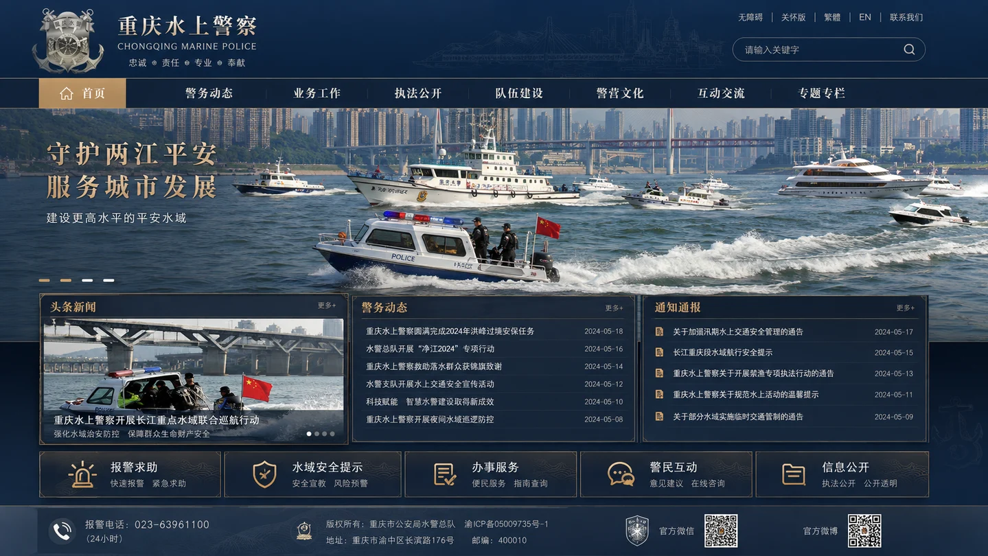 重庆公安水警总队标徽及网站建设效果图 1