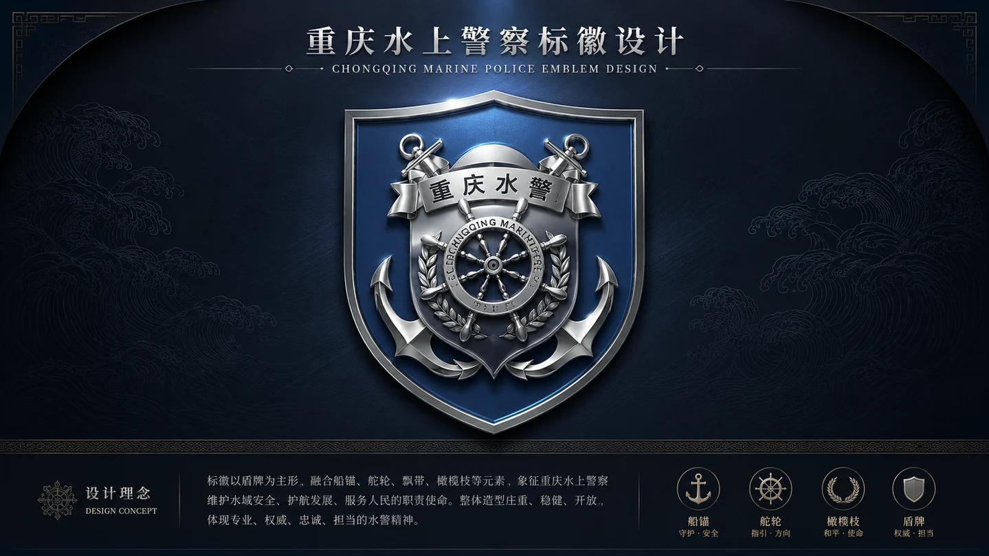 重庆公安水警总队标徽及网站建设效果图 3