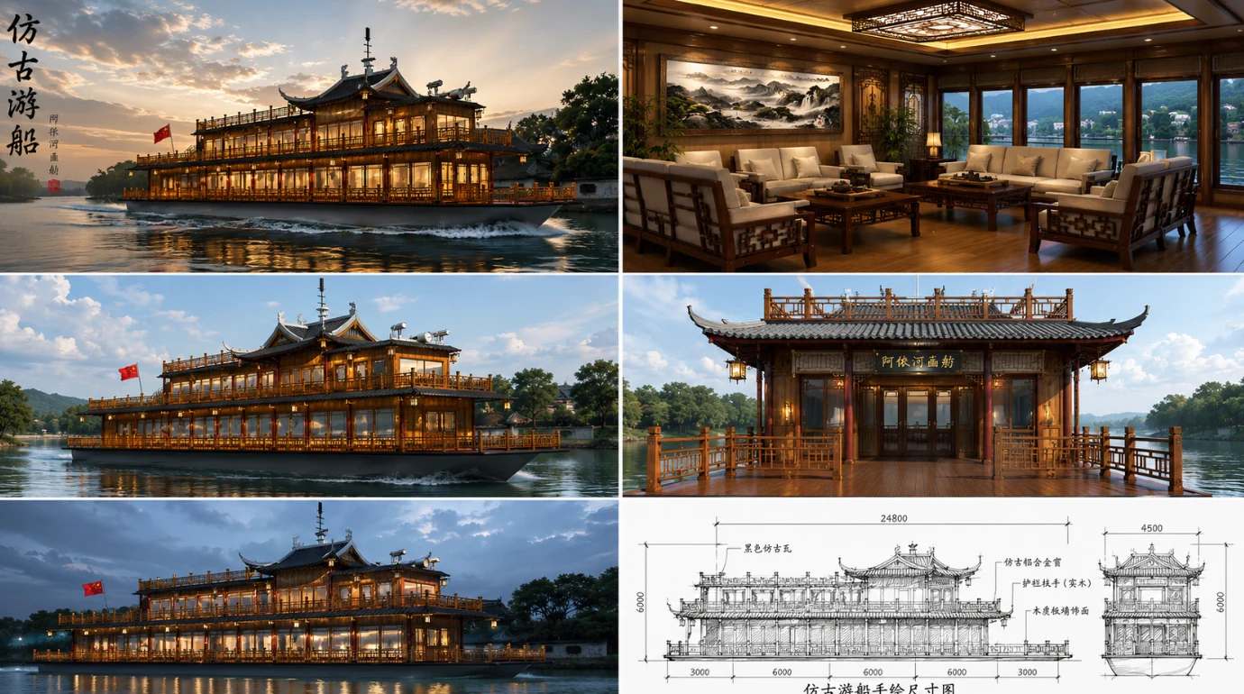 重庆酉阳龚滩古镇画舫设计效果图 2
