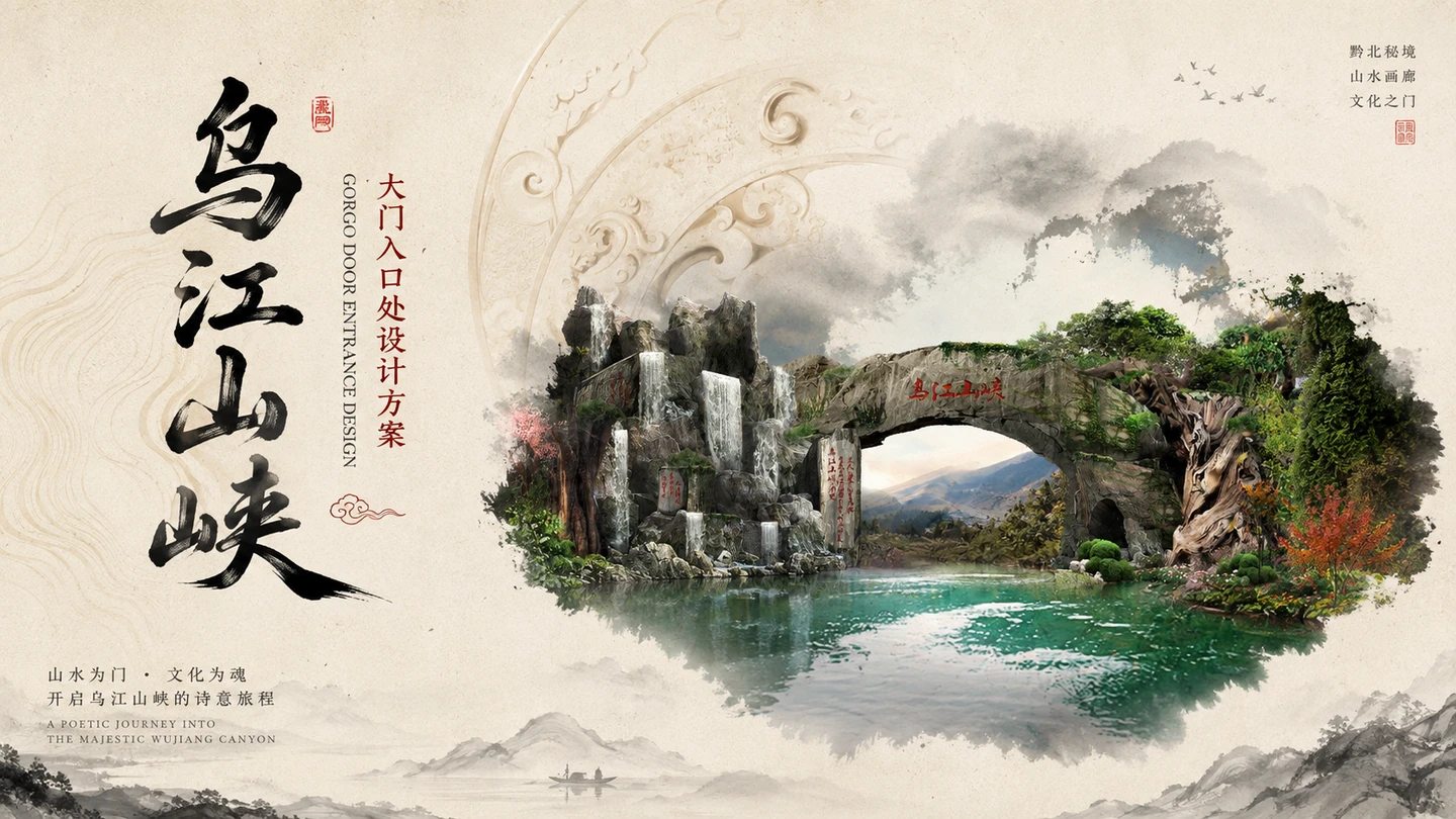 乌江山下生态景区大门设计封面